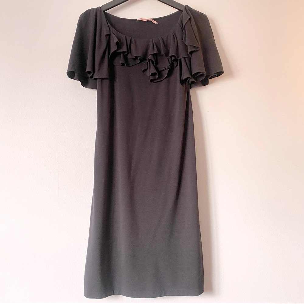 Y2K Juicy Couture 2009 Black Knit Shift Dress with Capelet, LBD, XS